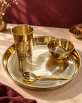 Pure Brass Thali Set – Handcrafted Traditional Dinner Plate & Katoris