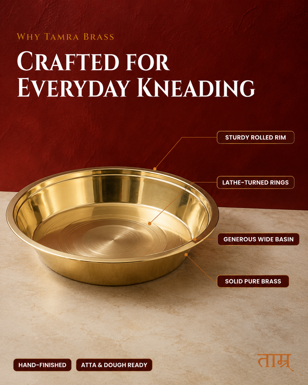 Pure Brass Parat (Paraat) – Handcrafted Traditional Kneading & Serving Plate
