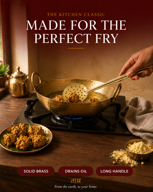 Brass Jharna – Handcrafted Skimmer & Frying Strainer