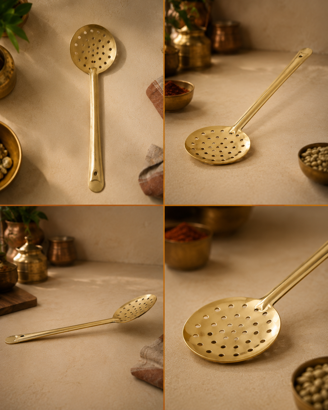 Brass Jharna – Handcrafted Skimmer & Frying Strainer