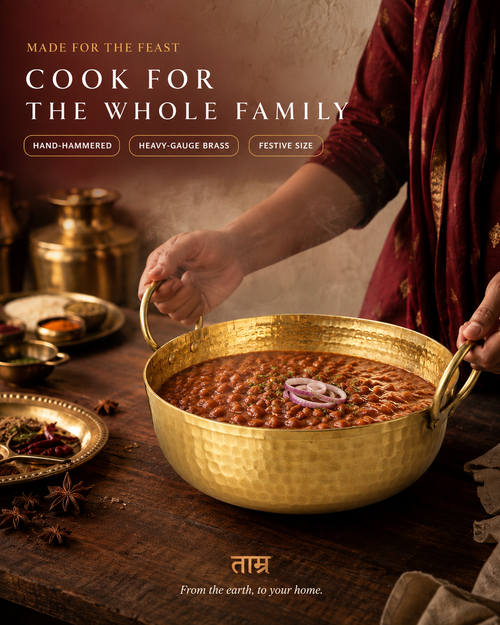 Brass Kadai (Large) – Handcrafted Kadhai / Wok