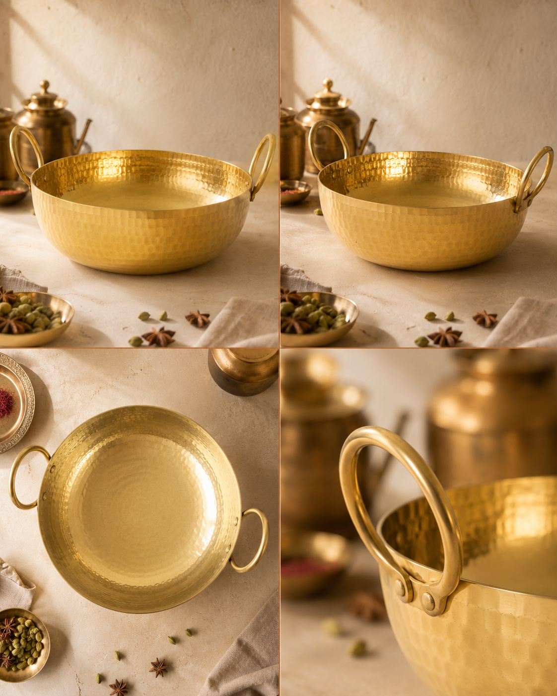 Brass Kadai (Large) – Handcrafted Kadhai / Wok