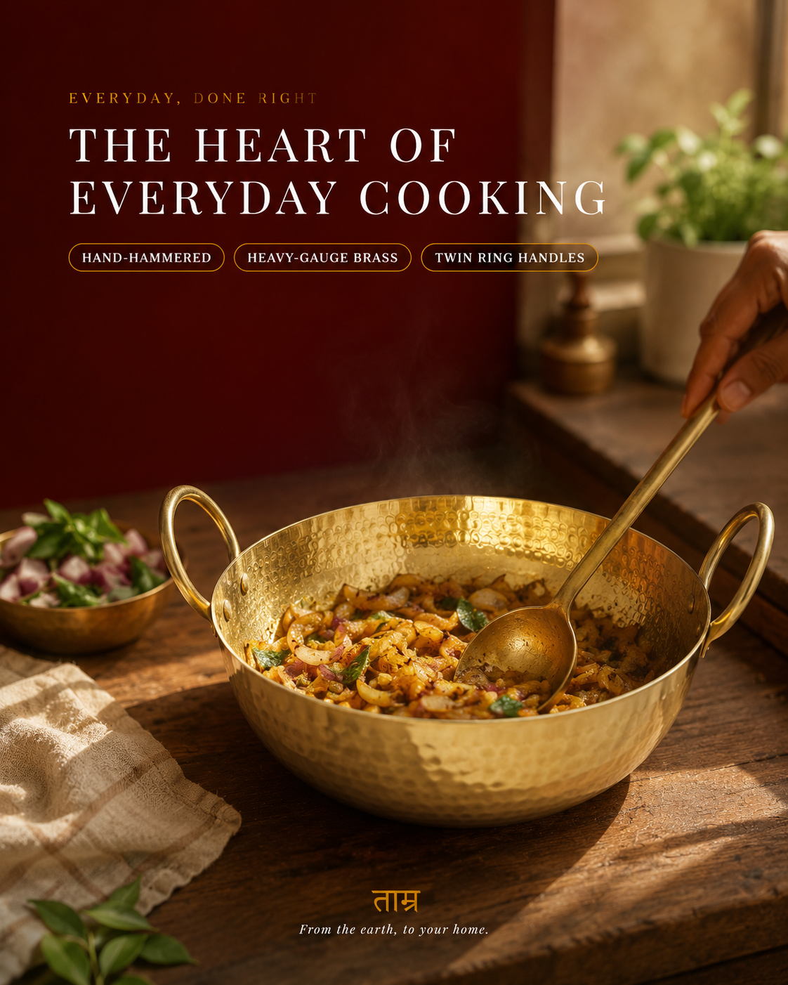 Brass Kadai (Medium) – Handcrafted Kadhai