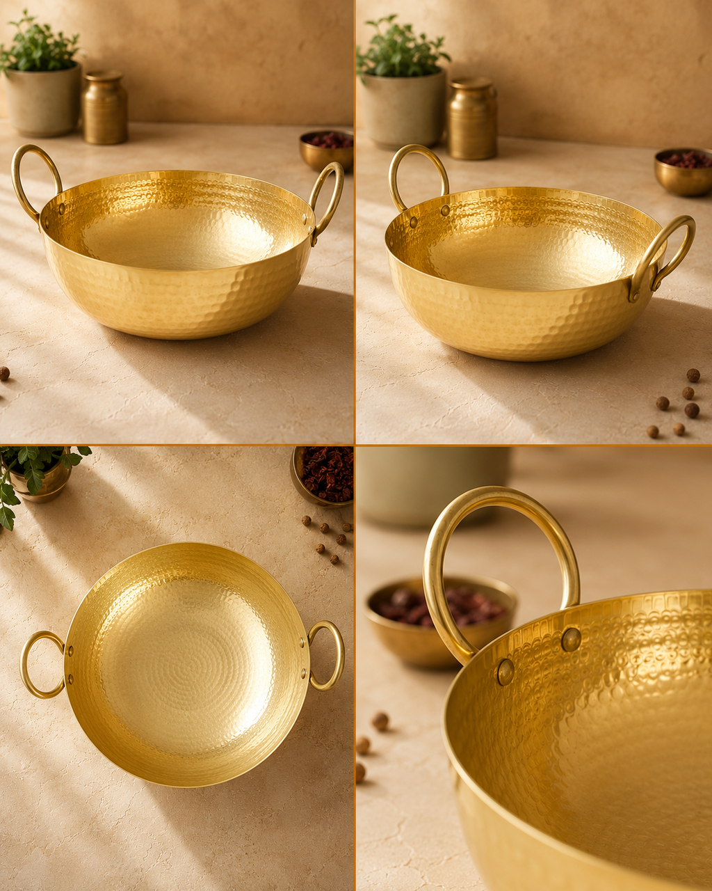 Brass Kadai (Medium) – Handcrafted Kadhai