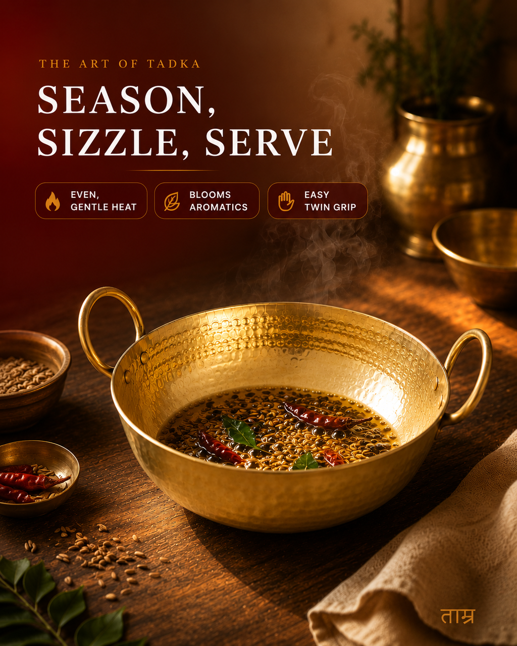 Brass Kadai (Small) – Handcrafted Kadhai