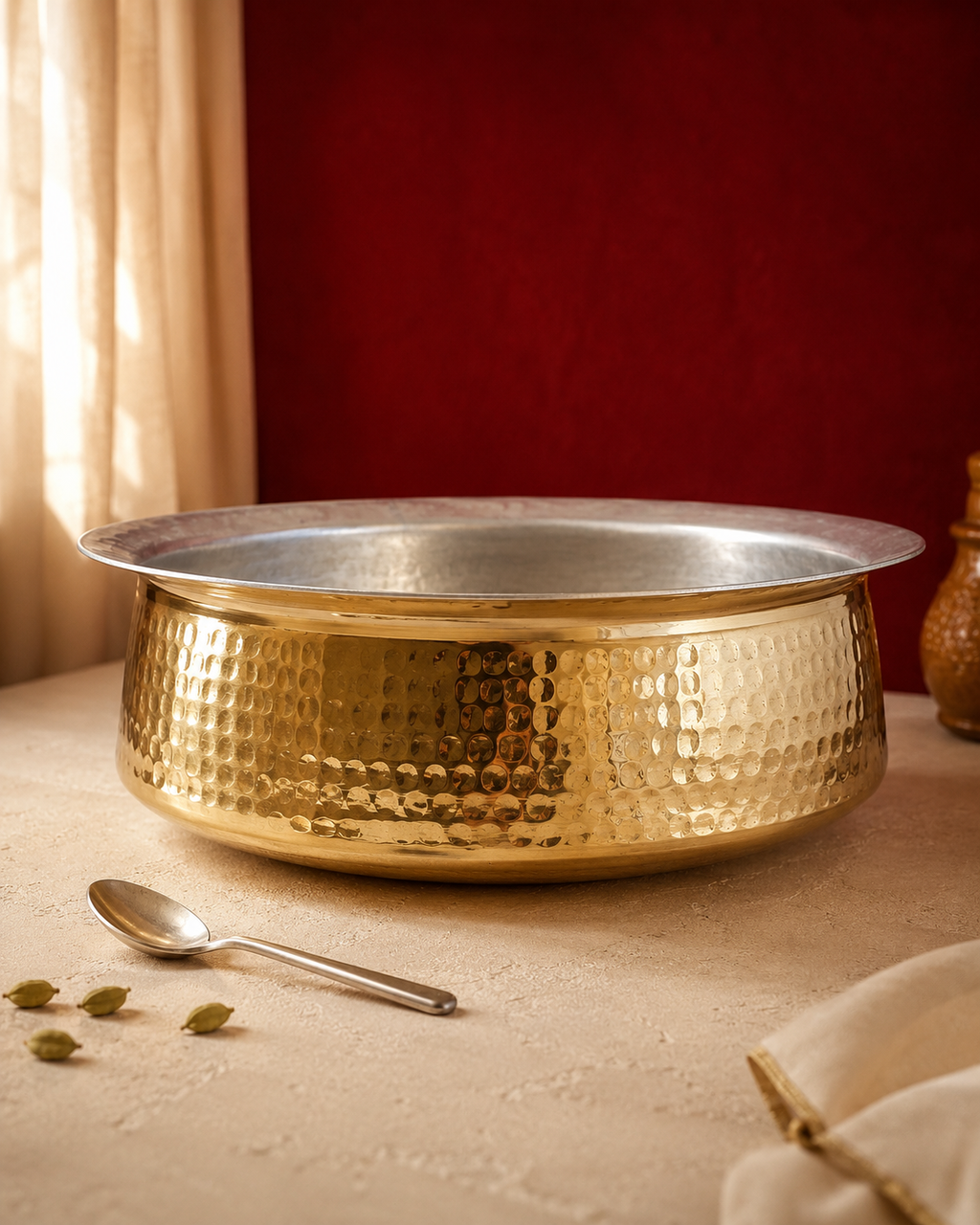 Brass Lagan (Large) – Handcrafted Cooking Vessel