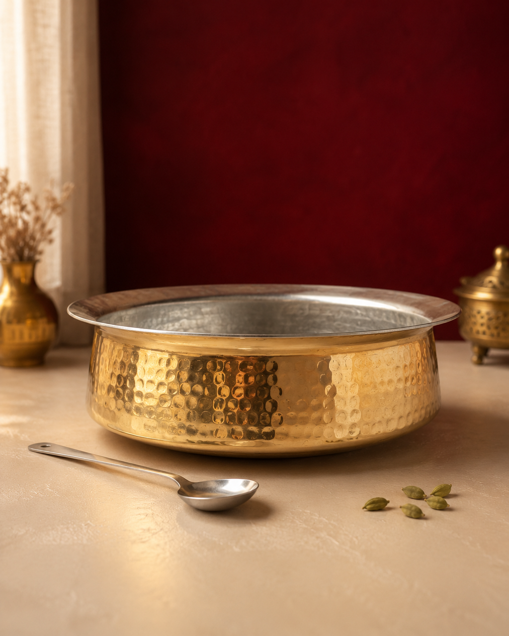 Brass Lagan (Medium) – Handcrafted Cooking Vessel
