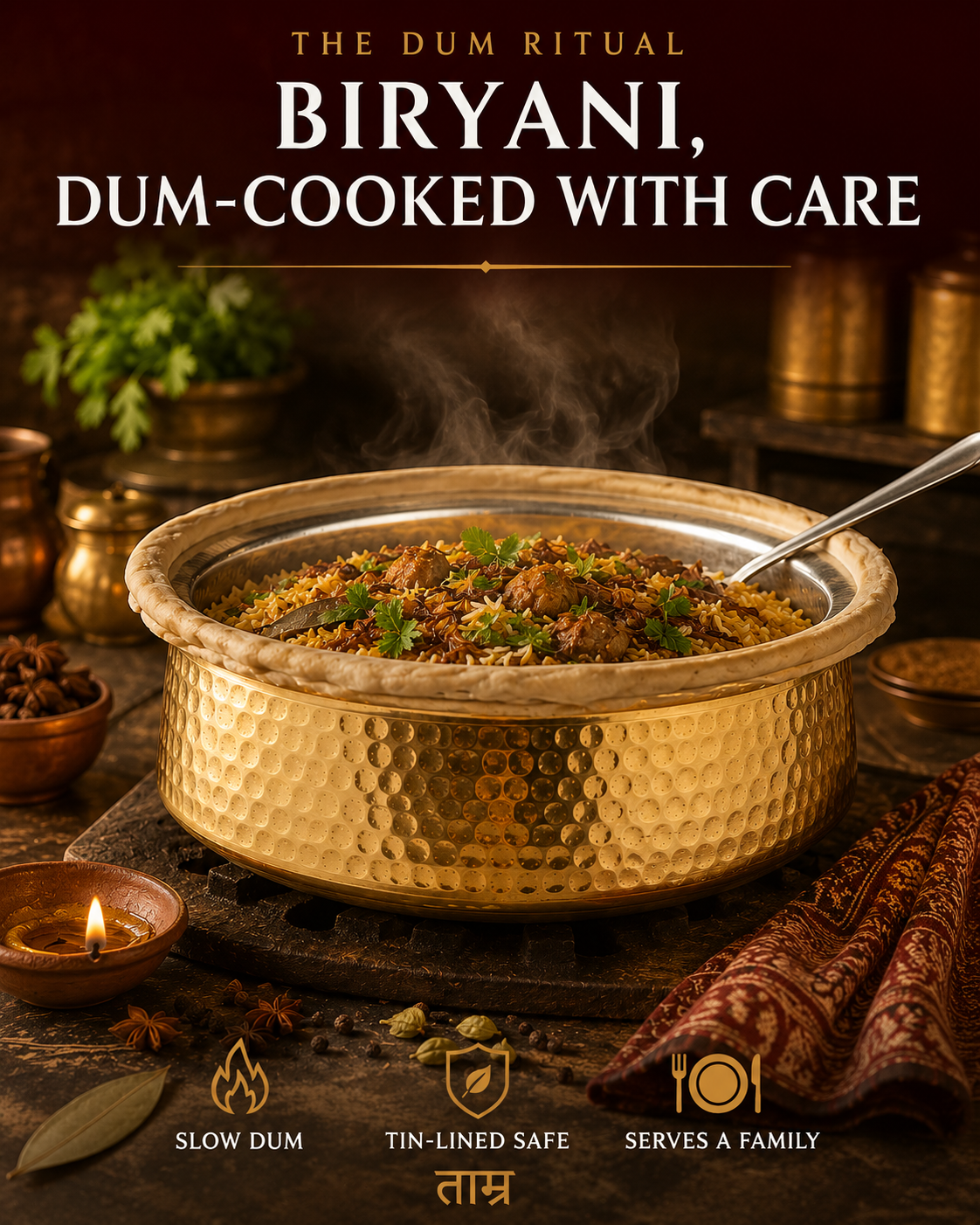 Brass Lagan (Medium) – Handcrafted Cooking Vessel
