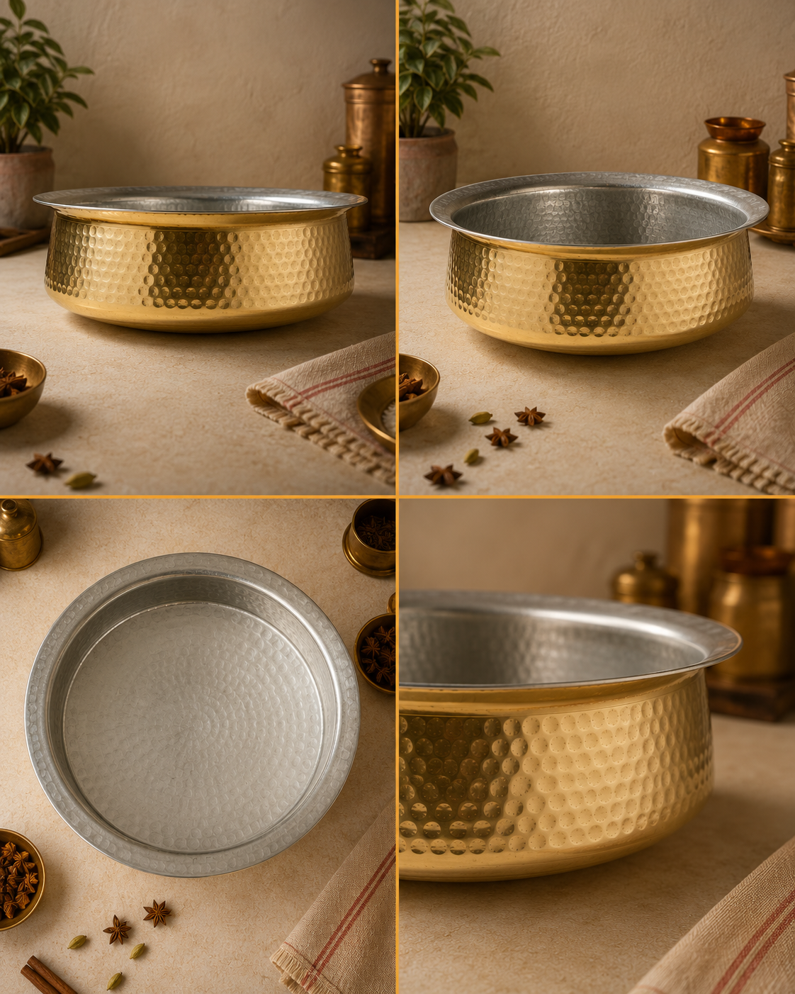 Brass Lagan (Medium) – Handcrafted Cooking Vessel