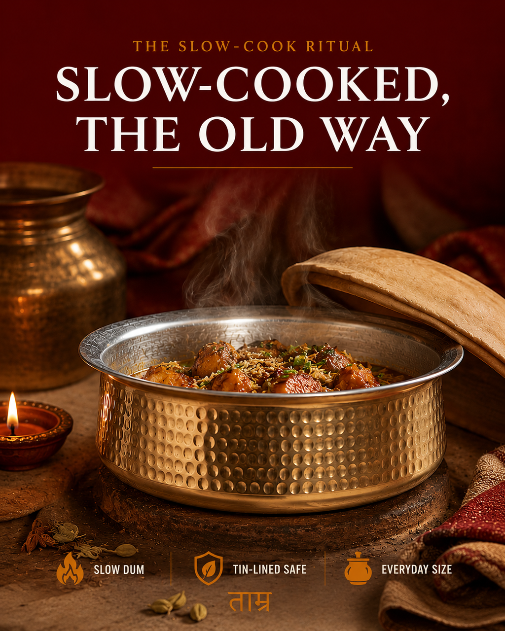 Brass Lagan (Small) – Handcrafted Cooking Vessel