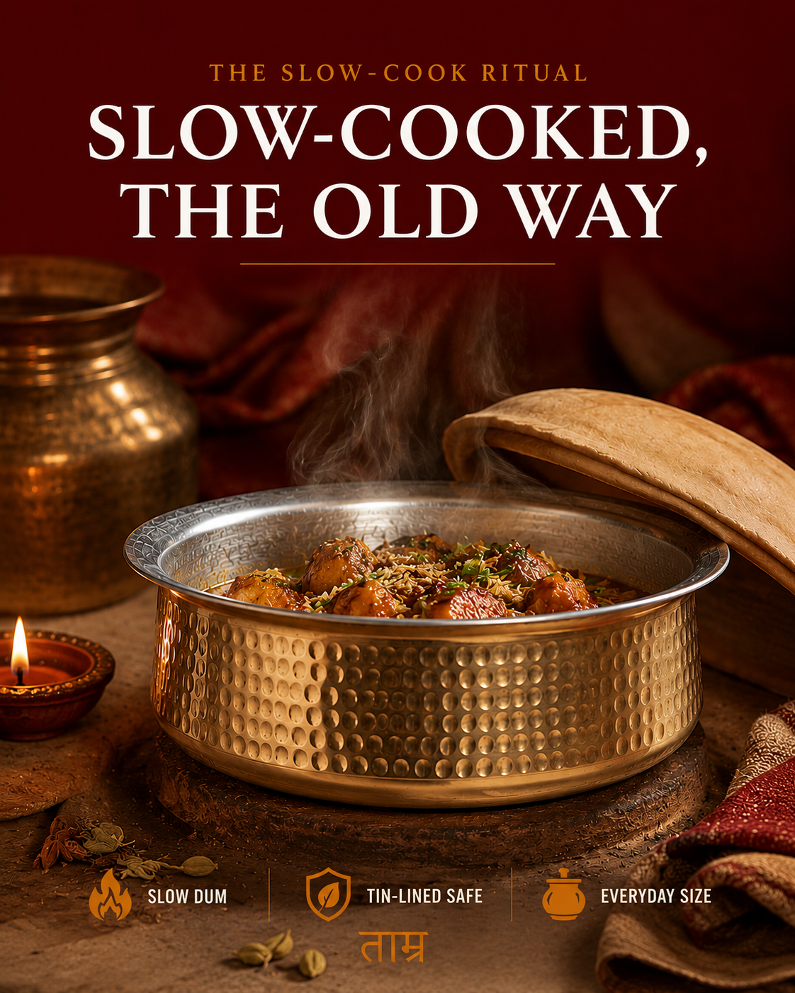 Brass Lagan (Small) – Handcrafted Cooking Vessel