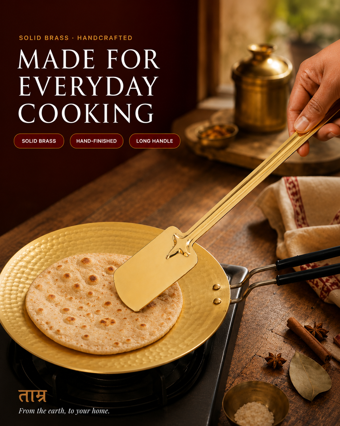 Brass Palta – Traditional Cooking Spatula / Turner | TAMRA