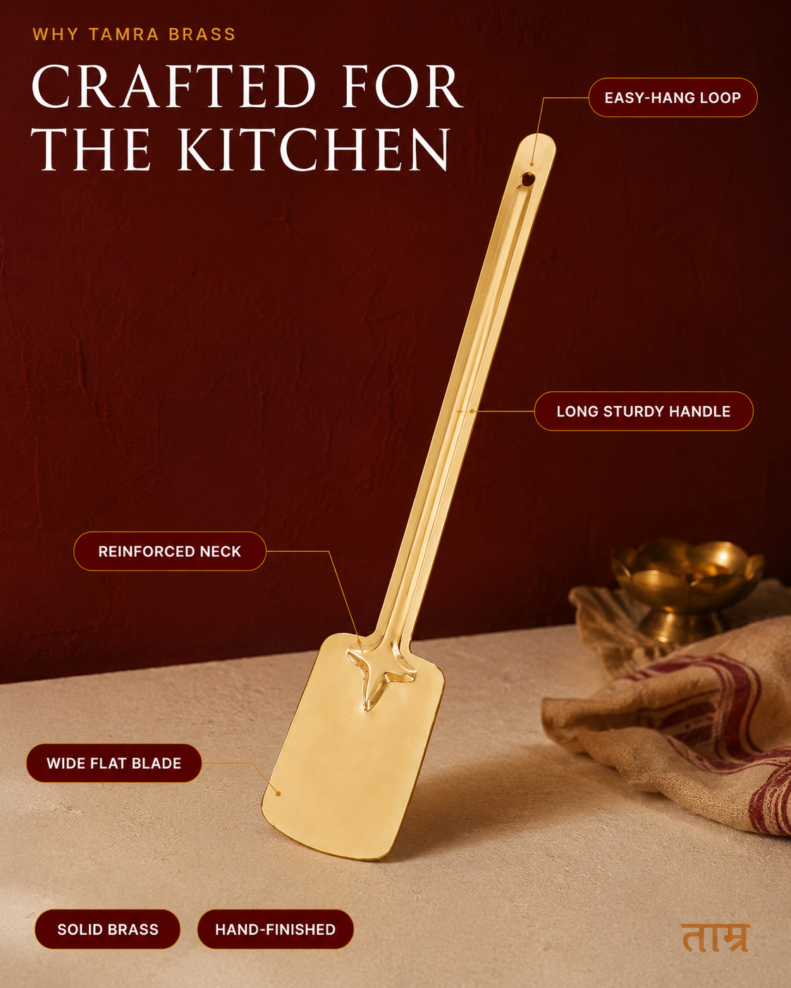 Brass Palta – Traditional Cooking Spatula / Turner | TAMRA