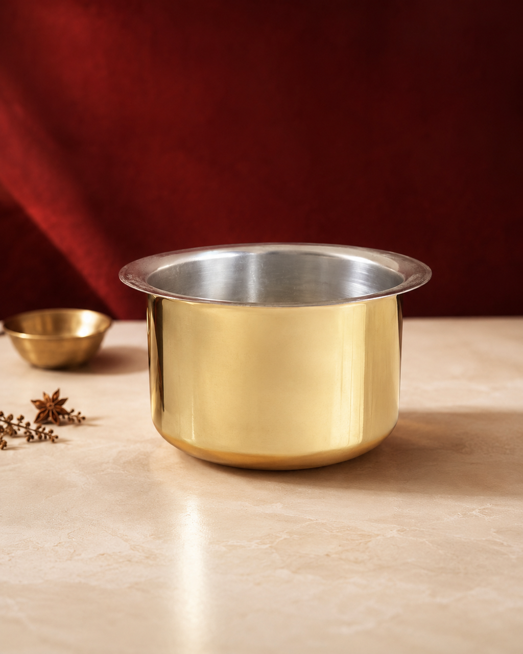 Brass Patila 3L – Handcrafted Cooking Pot