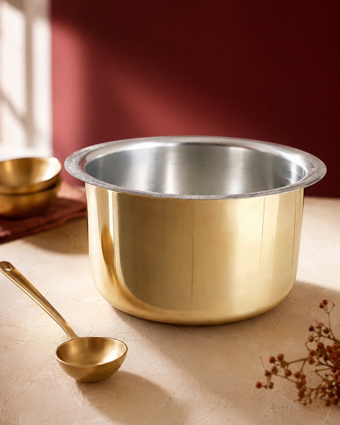 Brass Patila 5L – Handcrafted Cooking Pot