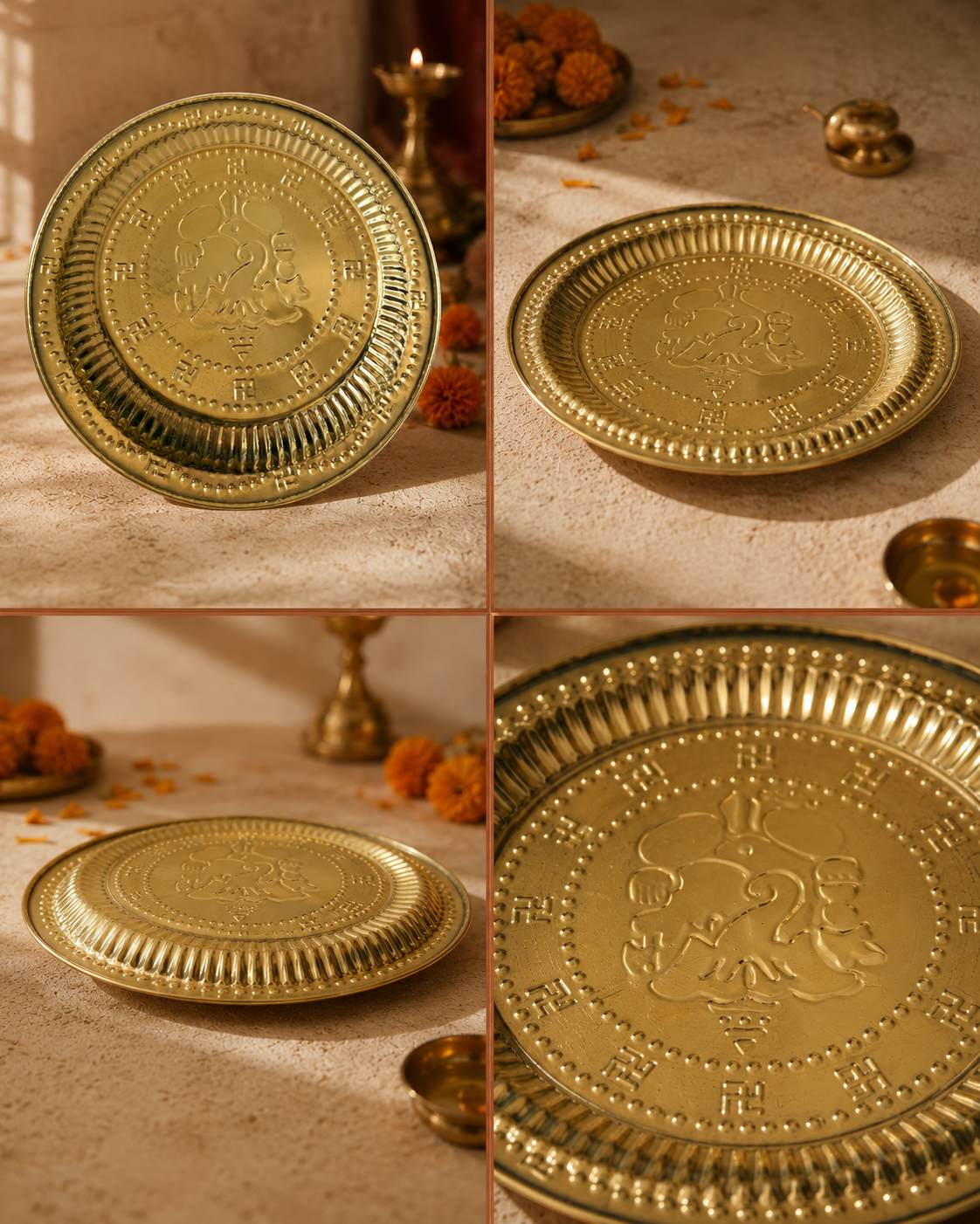 Brass Puja Thali – Handcrafted Pooja Plate