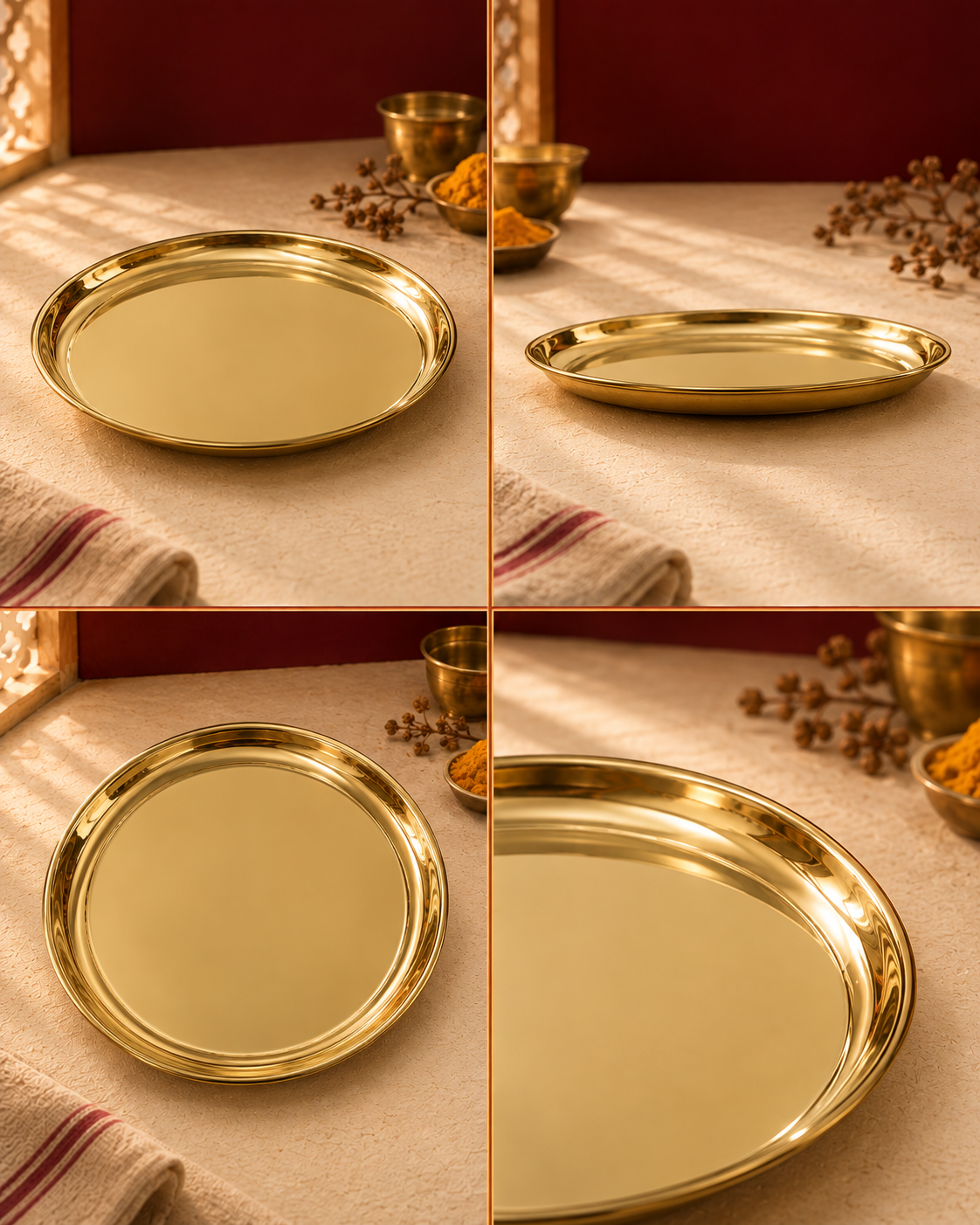 Hand-Finished Brass Small Plate — Traditional Pital Quarter Plate