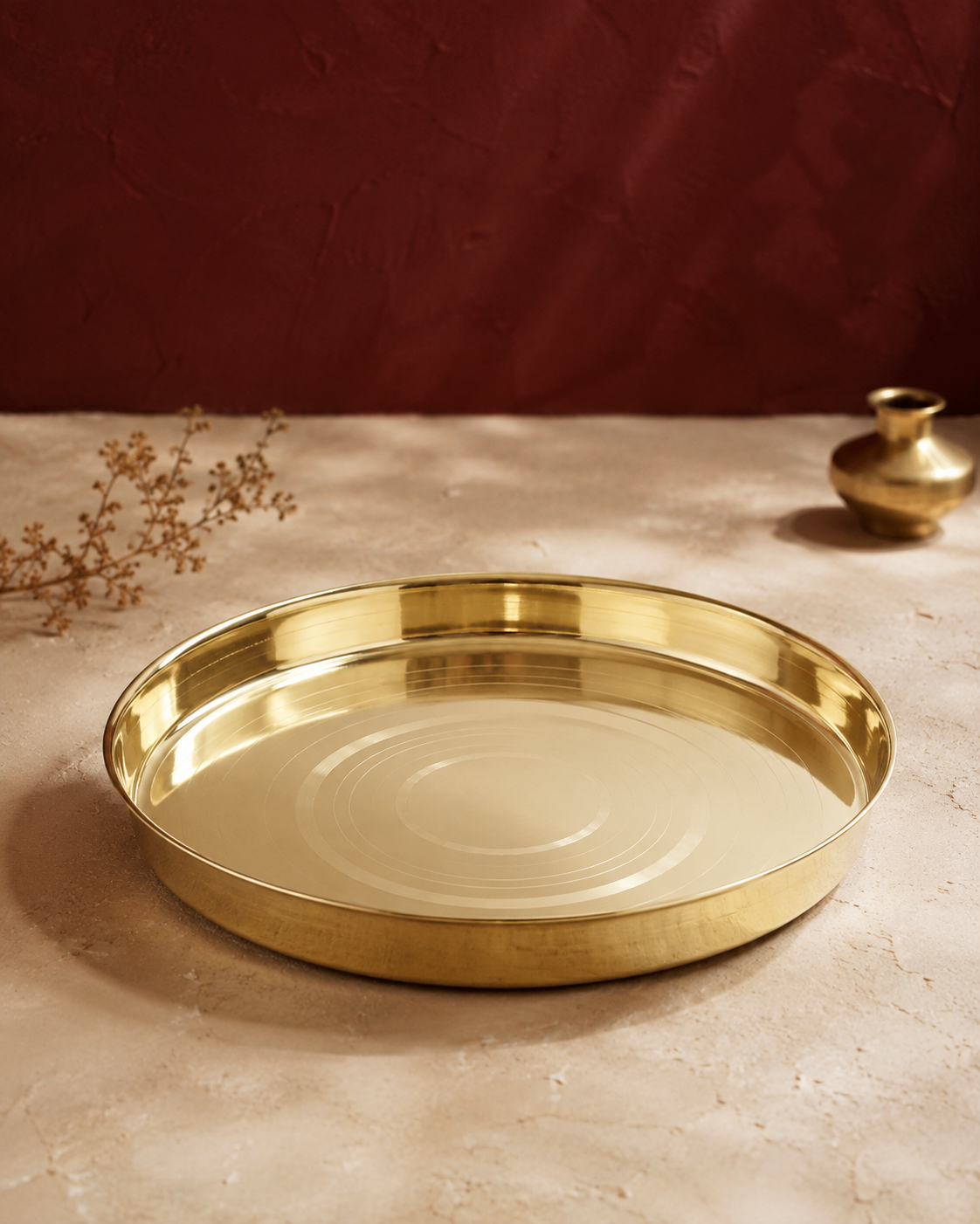 Pure Brass Thali – Handcrafted Traditional Dining