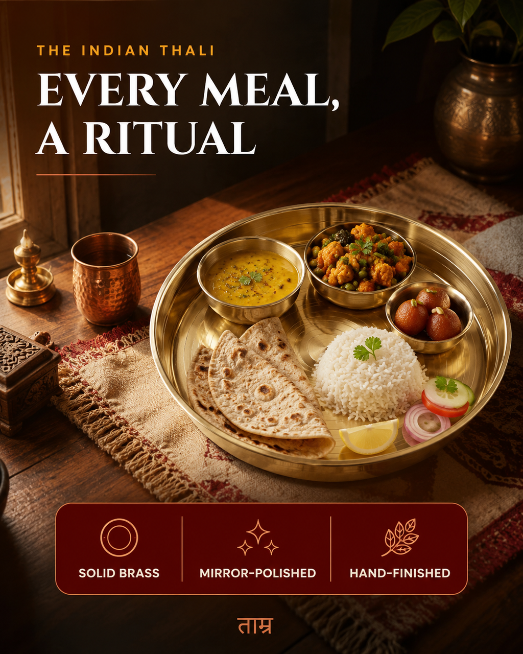 Pure Brass Thali – Handcrafted Traditional Dining