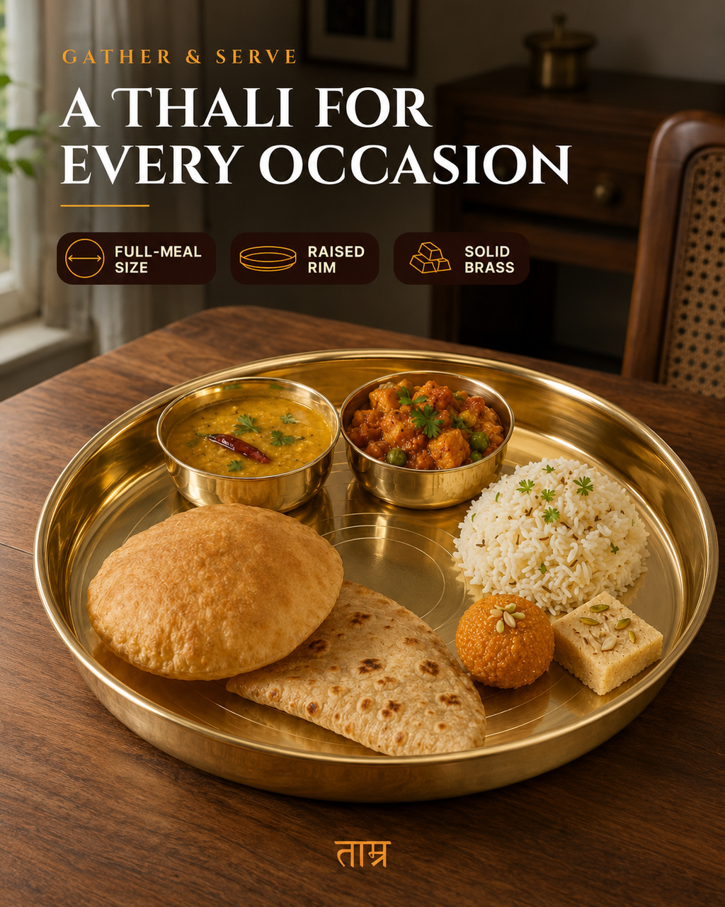Pure Brass Thali – Handcrafted Traditional Dining