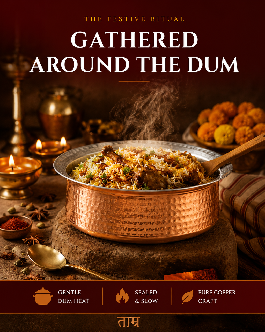 Copper Lagan (Medium) – Handcrafted Cooking Vessel