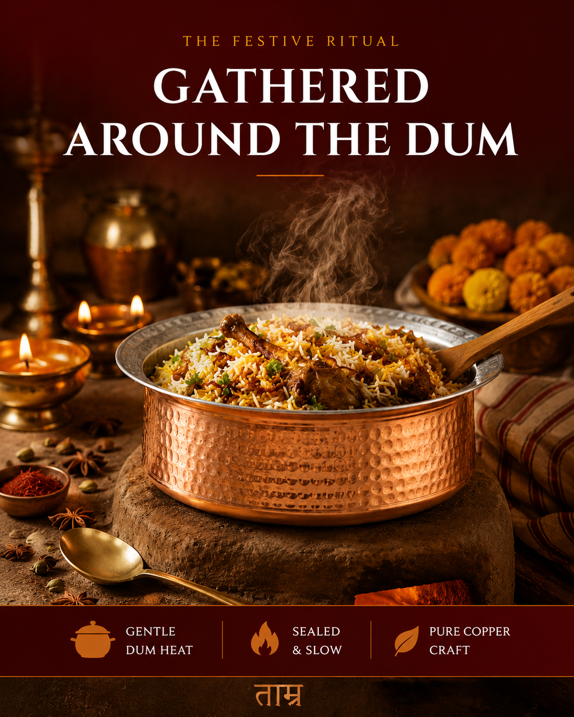 Copper Lagan (Medium) – Handcrafted Cooking Vessel