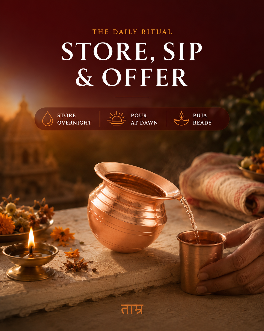 Pure Copper Lota for Water & Pooja