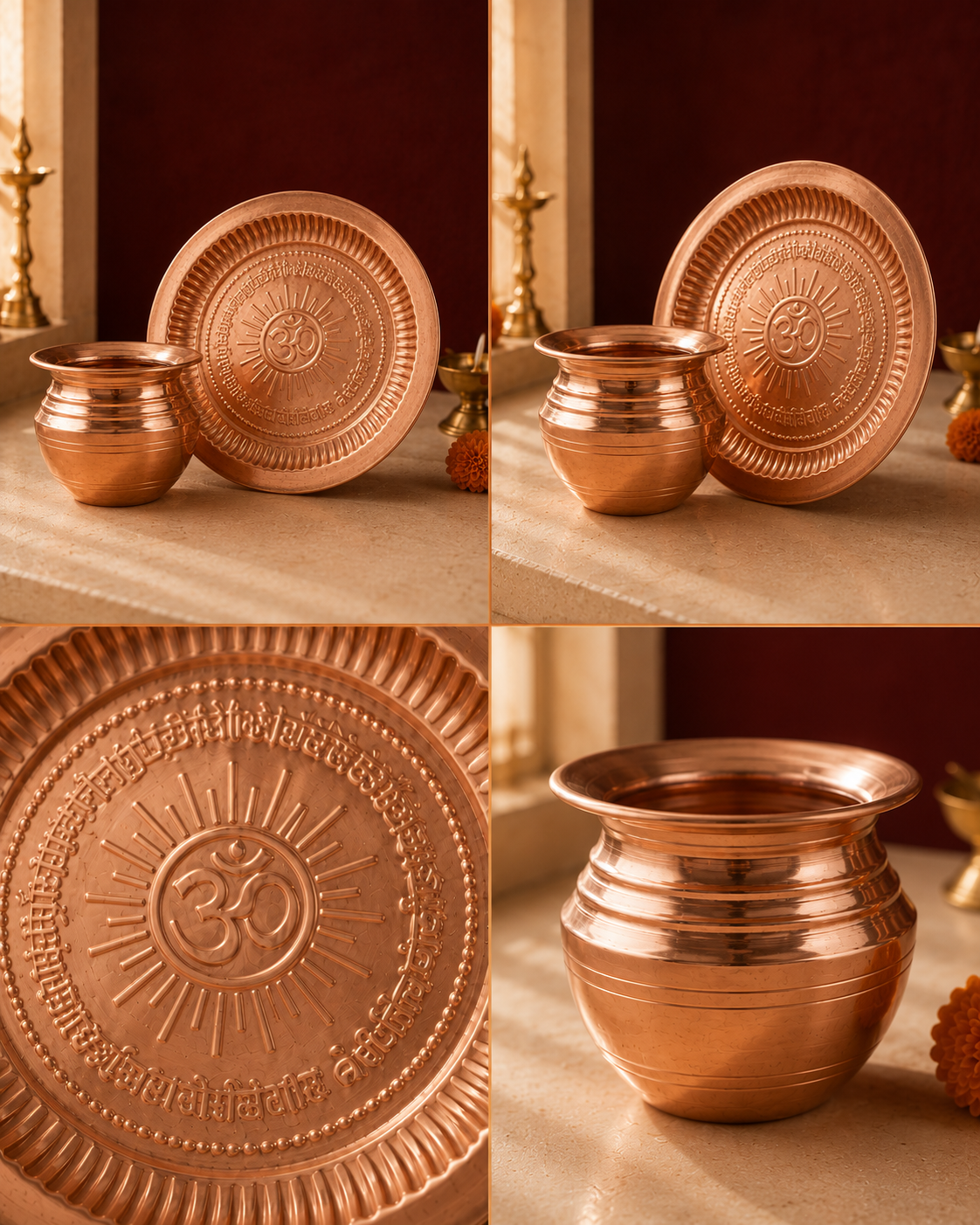 Copper Pooja Set – Copper Lota & Puja Plate Thali | TAMRA