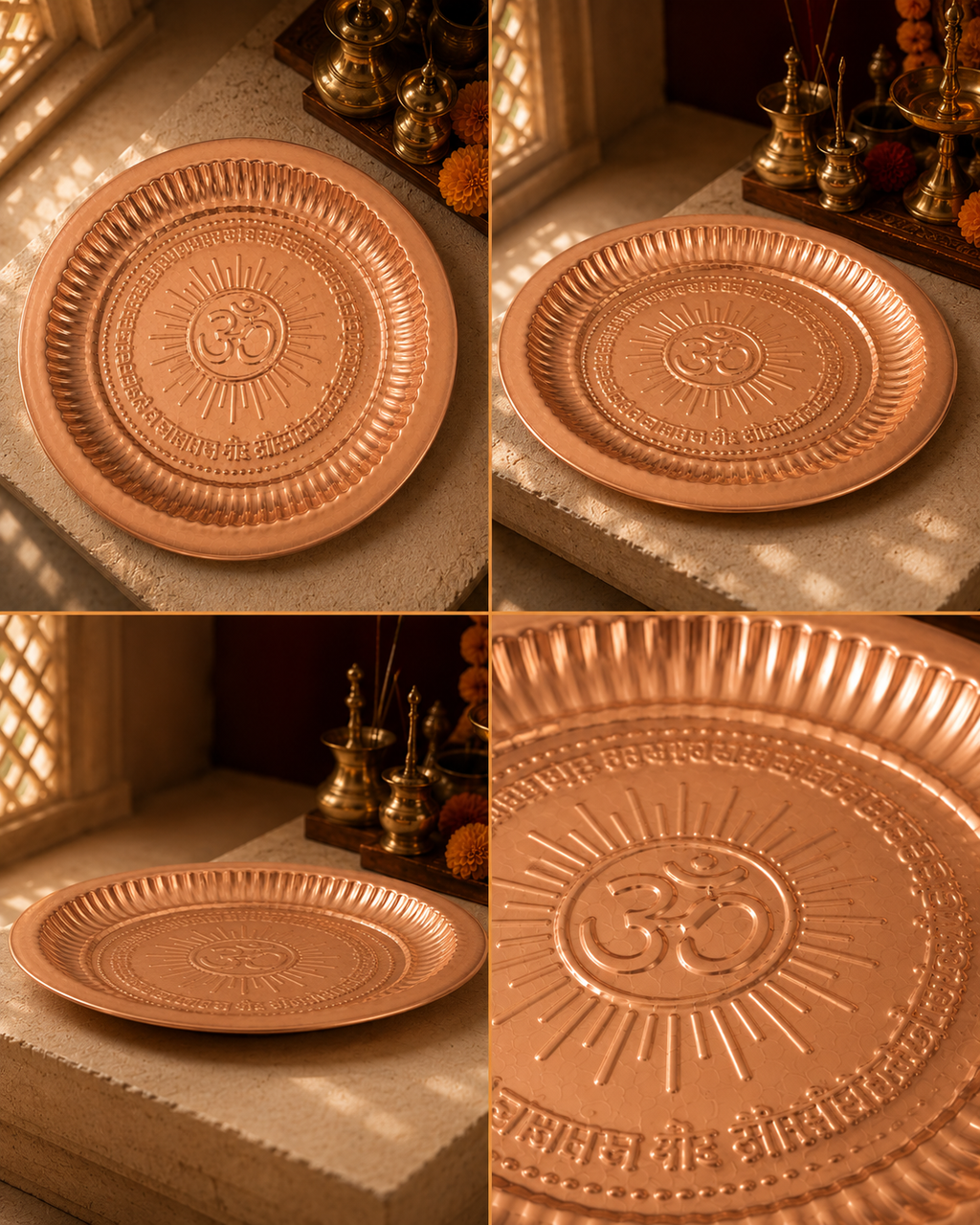 Pure Copper Puja Thali – Handcrafted Pooja Plate